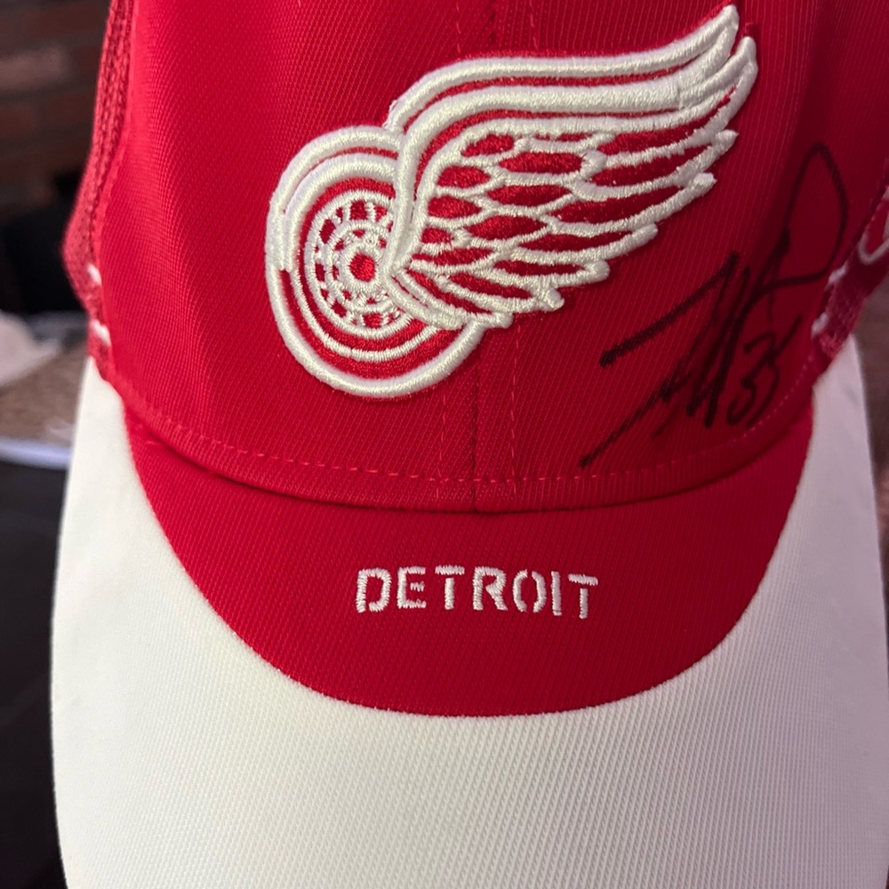Reebok Red and White Hockey Cap #35 autograph on all 3 hats